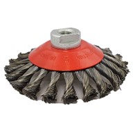 SZCZOTKA STOŻKOWA 100MM M14 DRUT SPLATANY STAL 0,5