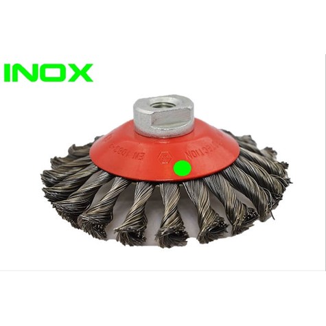 SZCZOTKA STOŻKOWA 100MM M14 DRUT SPLATANY INOX 0,5