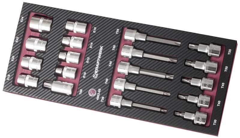 WKŁADKA EVA3 Z NASADKAMI 1/2  TORX E/TX (19)