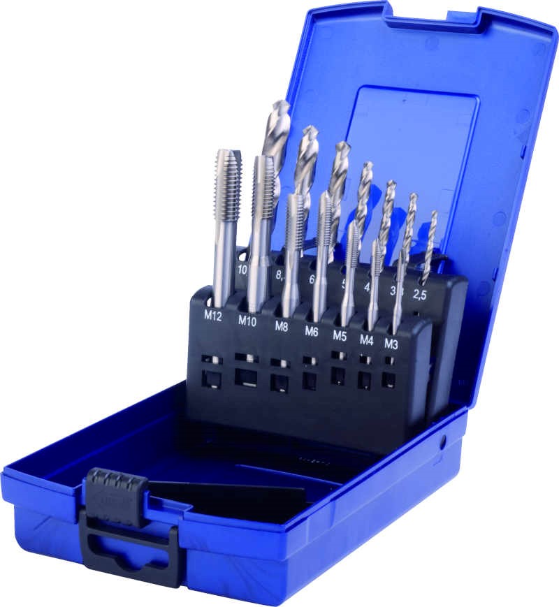 ZESTAW GWINTOWNIKÓW DIN371B HSS-E M3-M12 + WIERTŁA