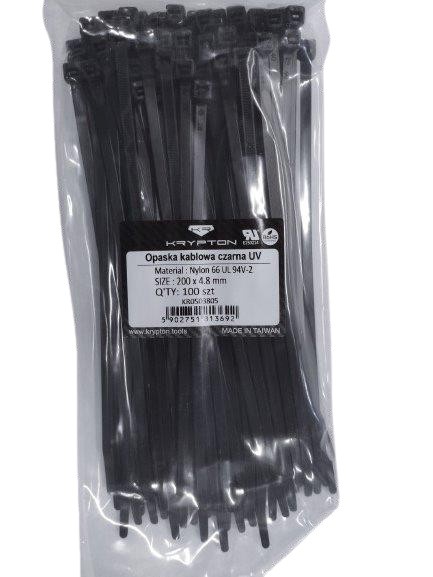 Opaska kablowa czarna UV 450x7.6mm 100szt.