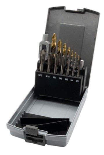 Gwintowniki jednobiegowe M3-M12 + wiertła TWISTER